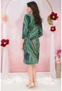 Rochie office verde cu print abstract bej